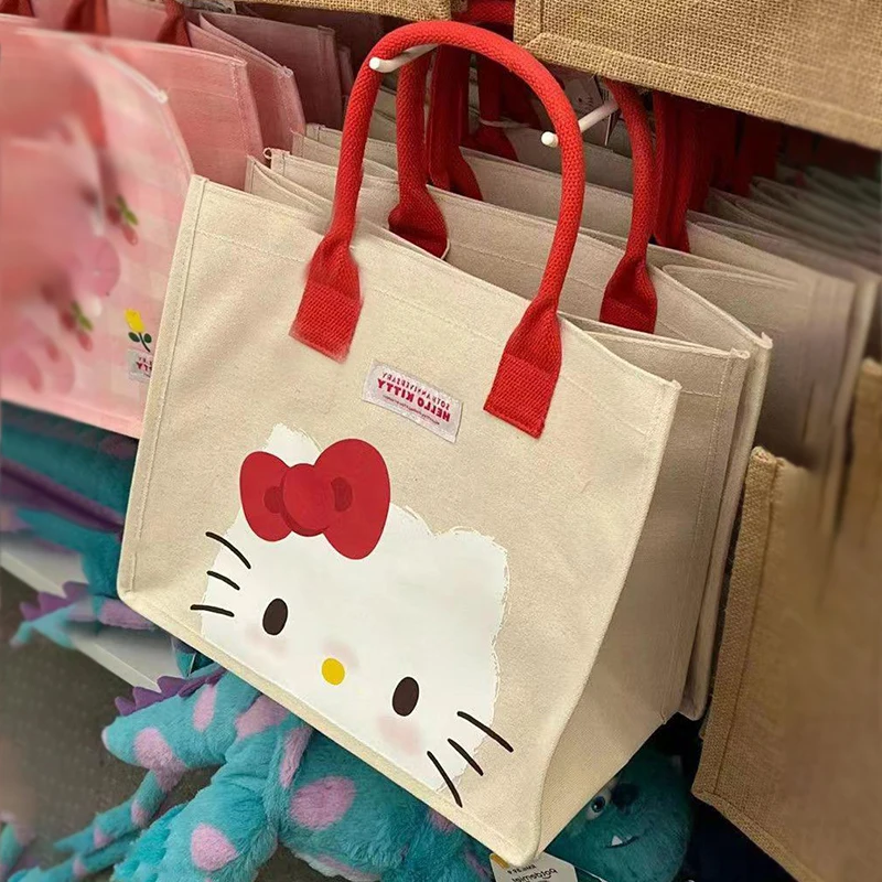 Kawaii Hello Kitty Canvas Bag Anime Sanrio Pochacco Handbag Cute Cartoon Portable Storagebag Tote Shoulderbag Lunch Bag Gift