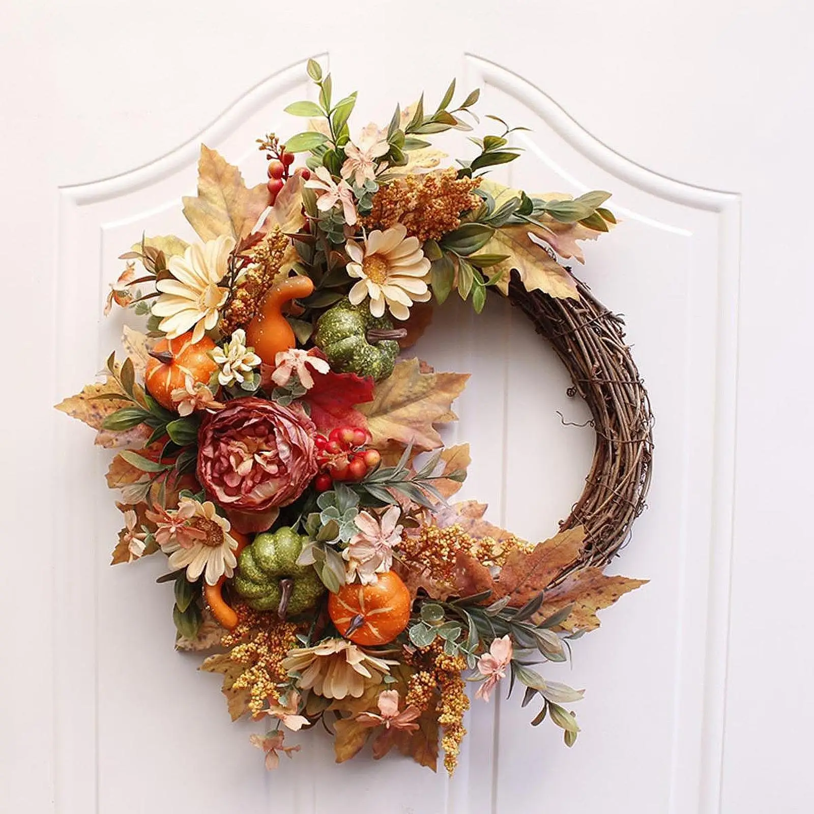 

Pumpkin Garland Wreath Door Hanging Wreath Wall Outside Rustic Desktop Indoor