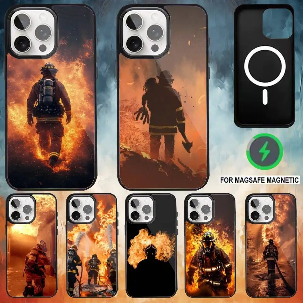 

Firefighter Heroes Fireman Phone Case For iPhone17,16,15,14,13,12,11 Plus,Pro Max Magnetic For Magsafe Wireless Charging