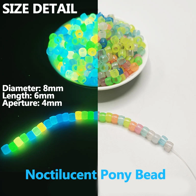 1000Pcs Acrylic Pony Beads Bulk Glow in The Dark for Necklace Bracelet Making Noctilucence Hair Beads for Braids Kandi Beads