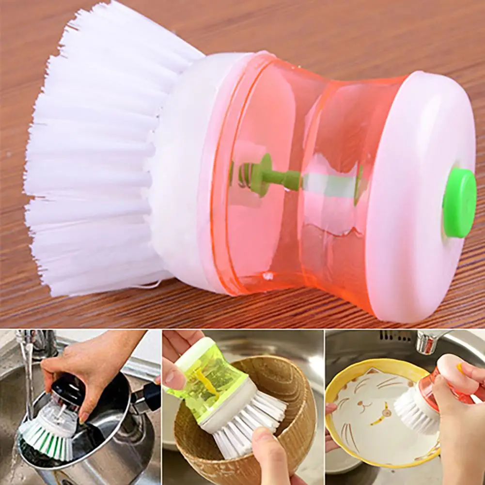 1Pc Kitchen Wash Tool Pot Pan Dish Bowl Palm Brush Scrubber Cleaner Kitchen Washing Utensil With Automatic Soap Liquid Dispenser