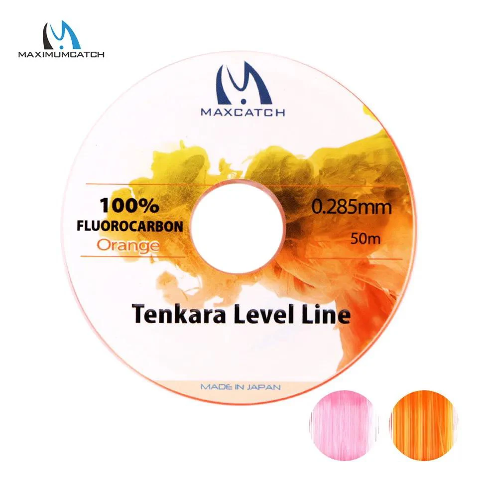 MAXIMUMCATCH 50M 2.5# Tenkara Pro Level Line Fluorocarbon in Pink/Orange Fly Fishing Line for Small Stream Precision
