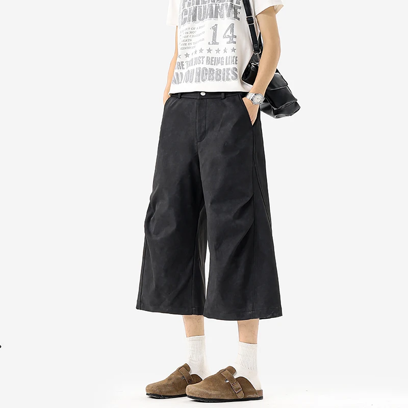 2026 Summer New High Street Tie-dye Straight Seven-point Casual Pants Men
