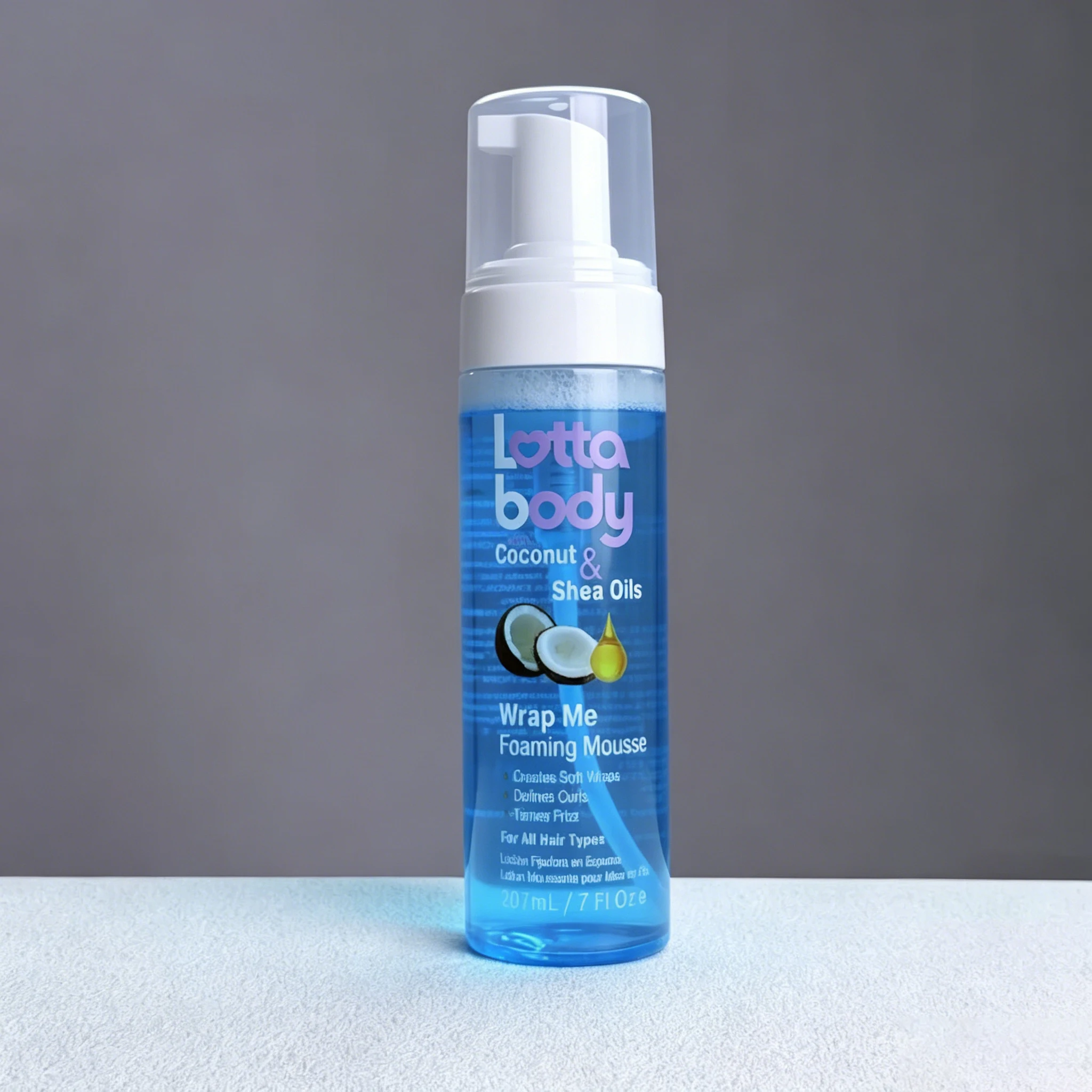 Lotta Body white coconut & Shea Oils Wrap Me Foaming Mousse Creates Soft Wraps Defines Curls Tames Frizz