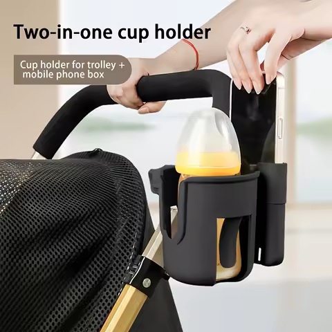 1 Piece, Integrated Stroller Cup Holder with Phone Holder, Baby Stroller Cup Holder, Bottle Holder, Universal Bicycle Cup Holder