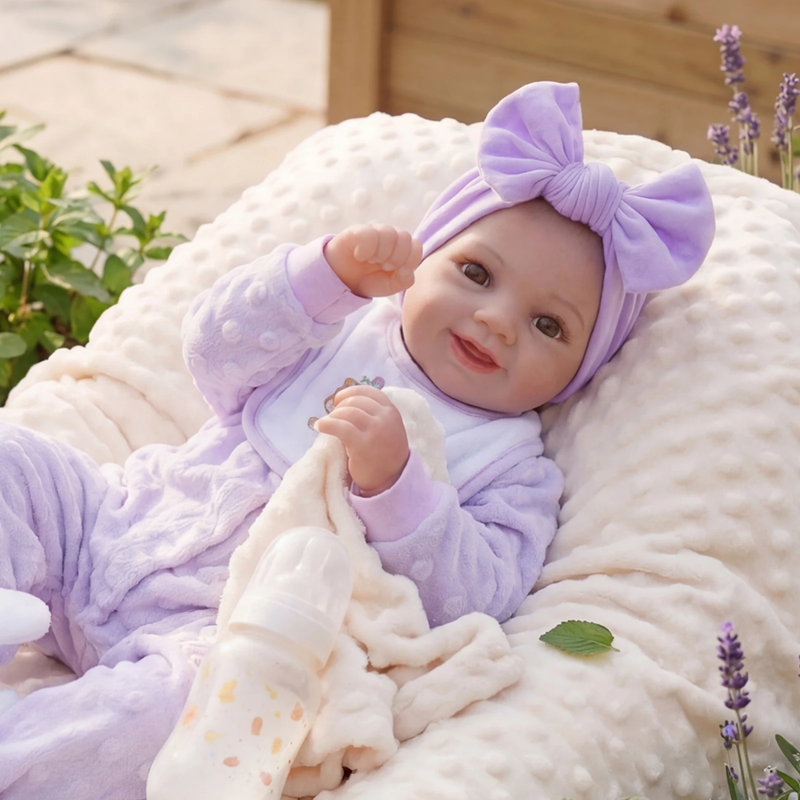 18 Inch Reborn Baby Doll with Feeding Accessories, Lifelike Awake Reborn Doll, Poseable Soft Vinyl Limbs, Realistic Newborn Doll, Complete Gift Set for Birthday, Christmas, Pretend Play & Collection
