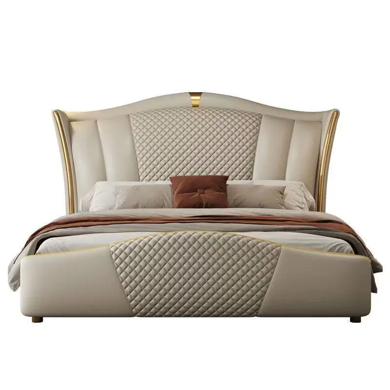 

！@2025 High Quality Bedroom Wedding Design Elegant Wooden Frame Factory Wholesale Italian Up-Holstered Beds