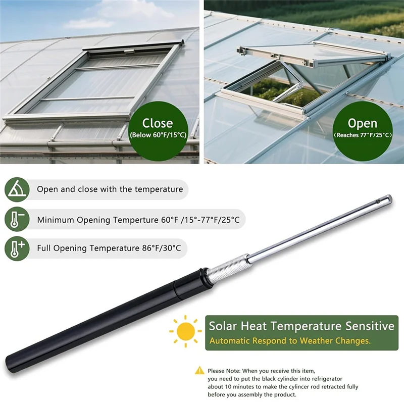 

A76X-Automatic Greenhouse Window Opener 2PCS Solar Powered Auto Vent Openers For Hothouse