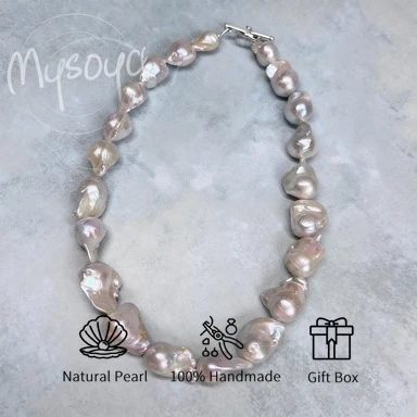 

MYSOYA 13-18 мм жемчужное ожерелье в стиле барокко с застежкой OT, подарочная коробка, идеальный подарок на свадьбу, день рождения, Рождество, Новый год, День святого Валентина