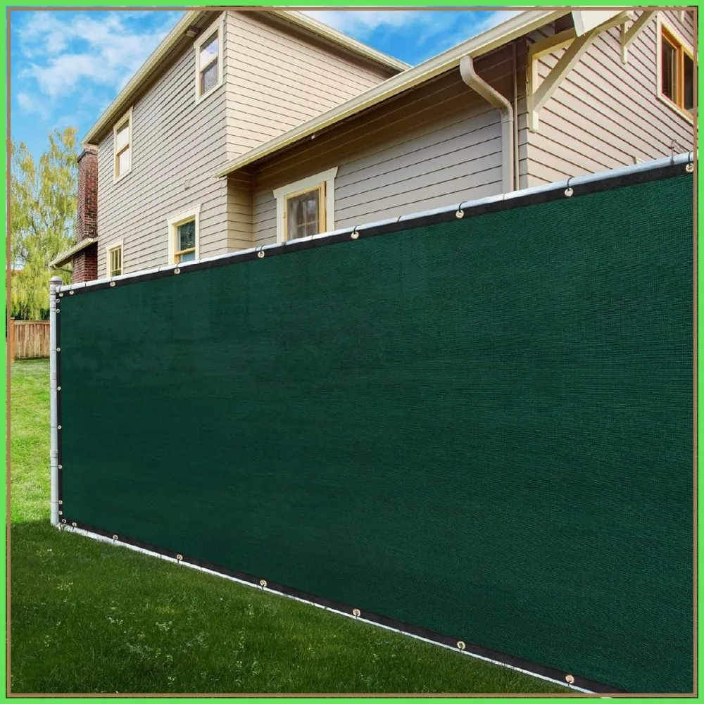 Malla de privacidad verde de 5'x50' para protección contra el viento, tela con 90% de bloqueo, resistente, con ojales y abrazaderas de cable incluidas