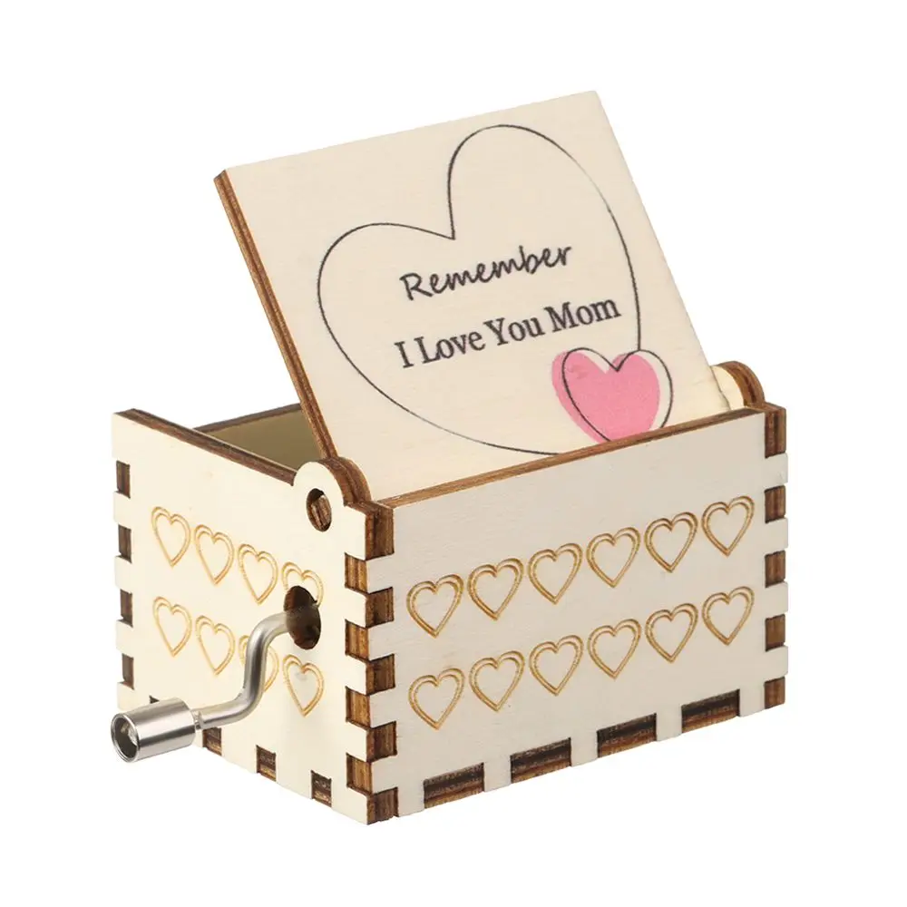 Vintage Wooden Music Box Happy Mothers Day Gift Birthday Gifts Mum Presents Hand Crank Love Gifts LOVE MOM