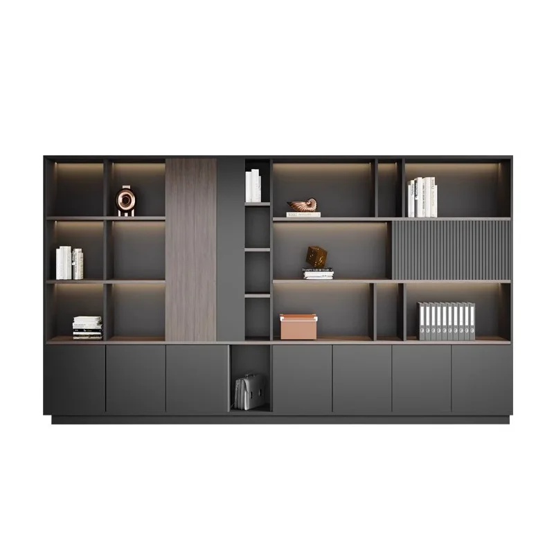 Office Bookcase Boss Background File Cabinet Tall Book Shelf Wooden Data Cabinet Storage Drawers Locker Wall File Freestanding