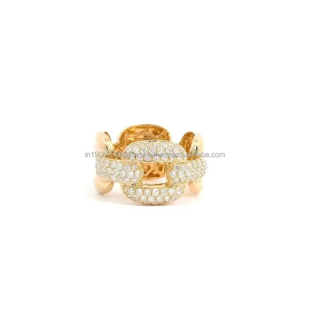 

Gold Plated Rhodium Plated 925 Sterling Silver Moissanite Cluster Cuban Band Hip Hop Chunky Ring for Anniversary & Wedding Gifts
