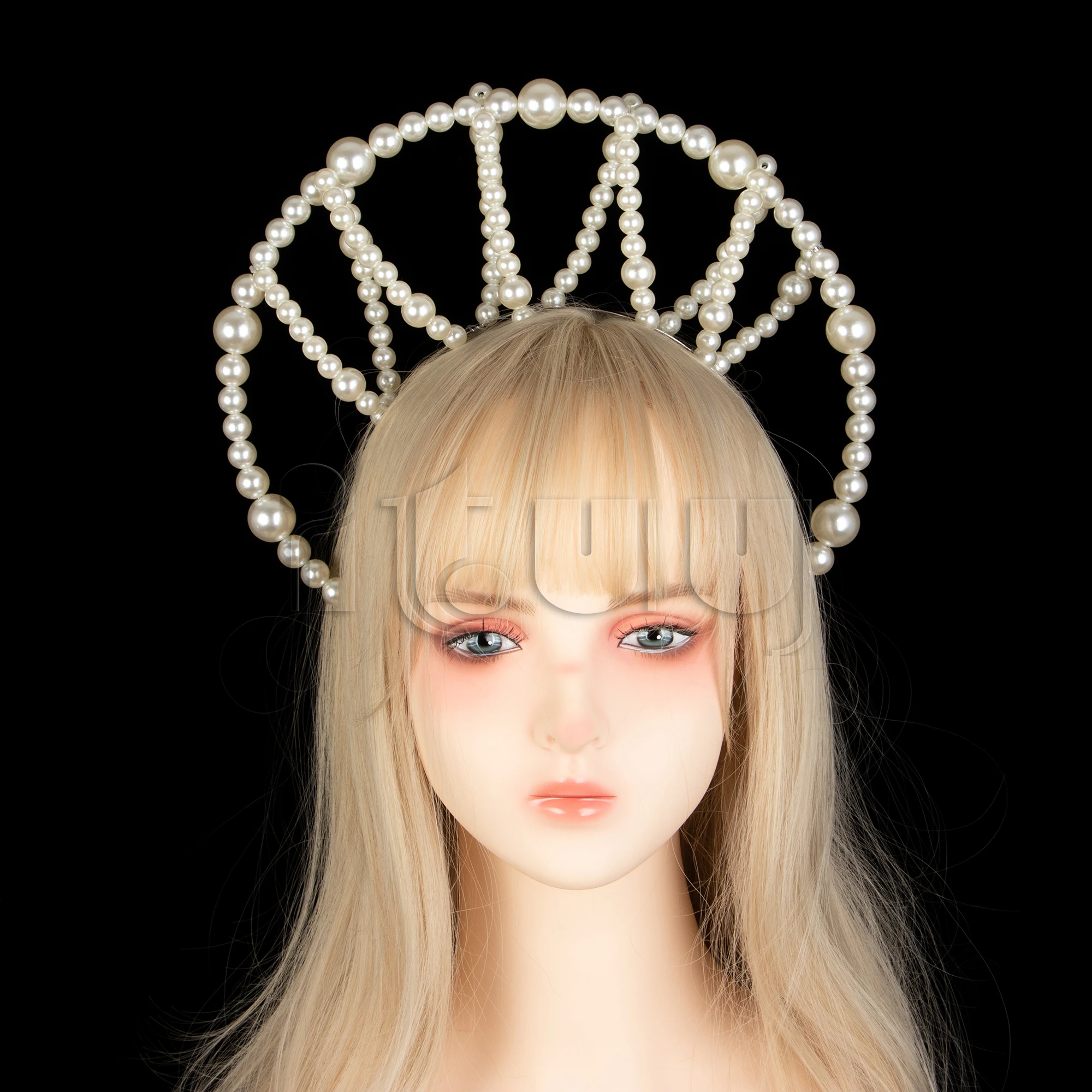 Couronne de Halo en Perles Faites à la Main, Pièce de Sauna Lolita, Déesse du Soleil, Fil d'Ange, Reine Anna, Diadème, Bandeau de Sauna, Collier, Accessoires Gothiques