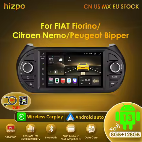 Hizpo AI Voice Android Car Radio Multimedia Video Player for Fiat Fiorino Citroen Nemo Peugeot Bipper GPS Carplay 4G RDS Stereo