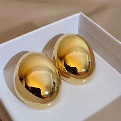 Exaggerated Irregular Round Metal Stud Earrings for Women Geometric Smooth Big Oval Stud Earrings Punk Style Party Jewelry Gifts