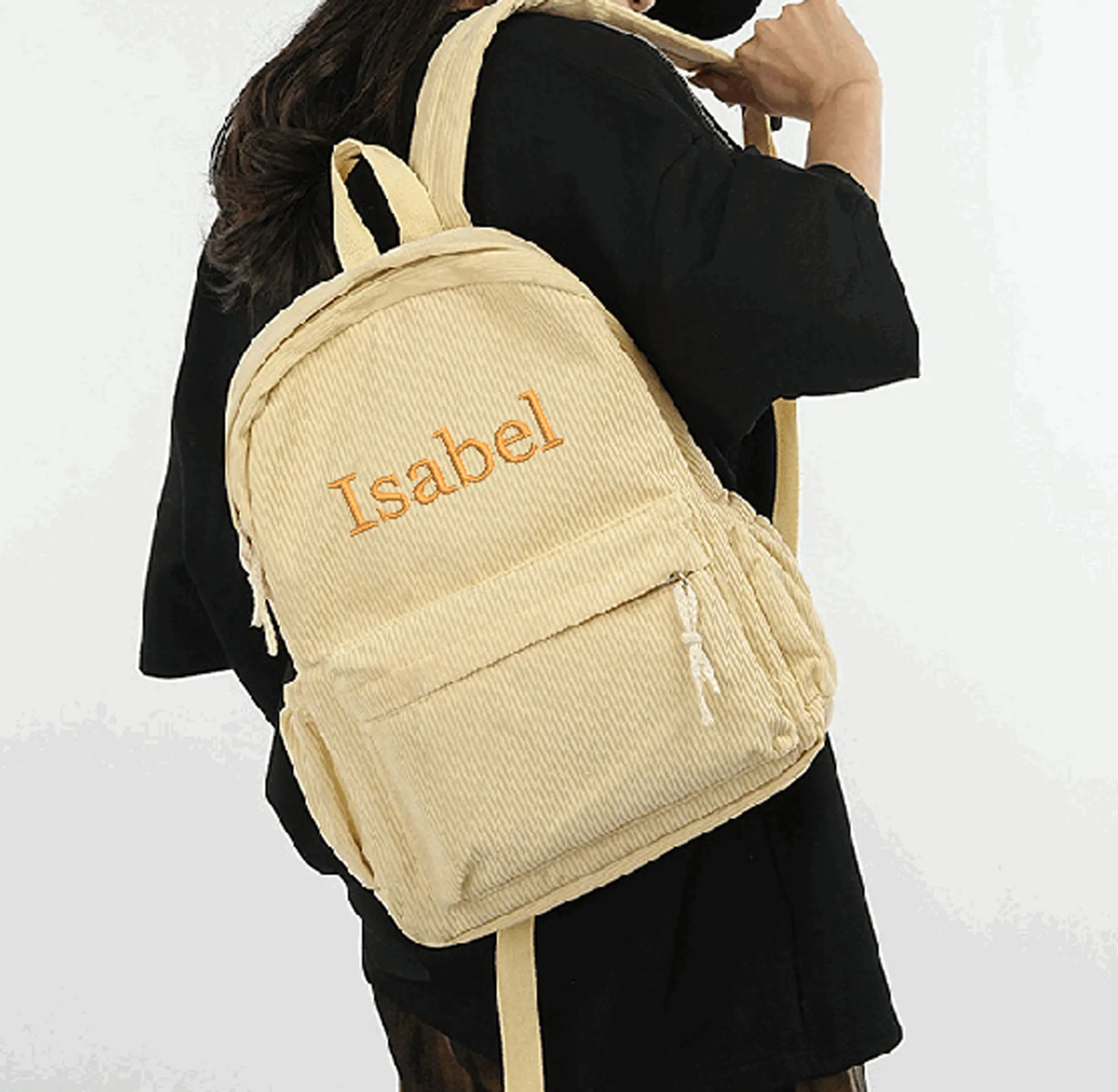 Mochila escolar personalizada, nuevas mochilas de moda para niños, estudiantes, pana, nombre único, bolsas de viaje de gran capacidad, mochila de senderismo