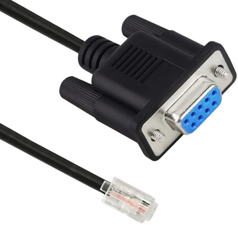 DB9 to RJ9 อะแดปเตอร์ 4P4C โทรศัพท์คริสตัล Com Pin Serial Port RS232 สายเชื่อมต่อสัญญาณสาย 1.8m