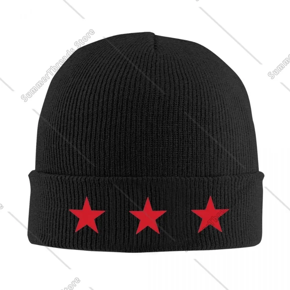 Three Stars The Beanie Hats Syrian Arab Republic Bonnet Hats Adult Unisex Vintage Gym Skullies Beanies Autumn Pattern Warm Caps