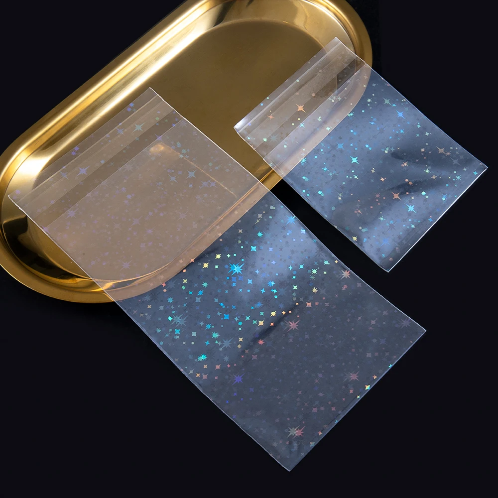 20/50pcs Clear Flash Star Self-adhesive Bags Holographic Laser Pouch for DIY Jewelry Package Badge Gift Sample Candy Plastic Bag