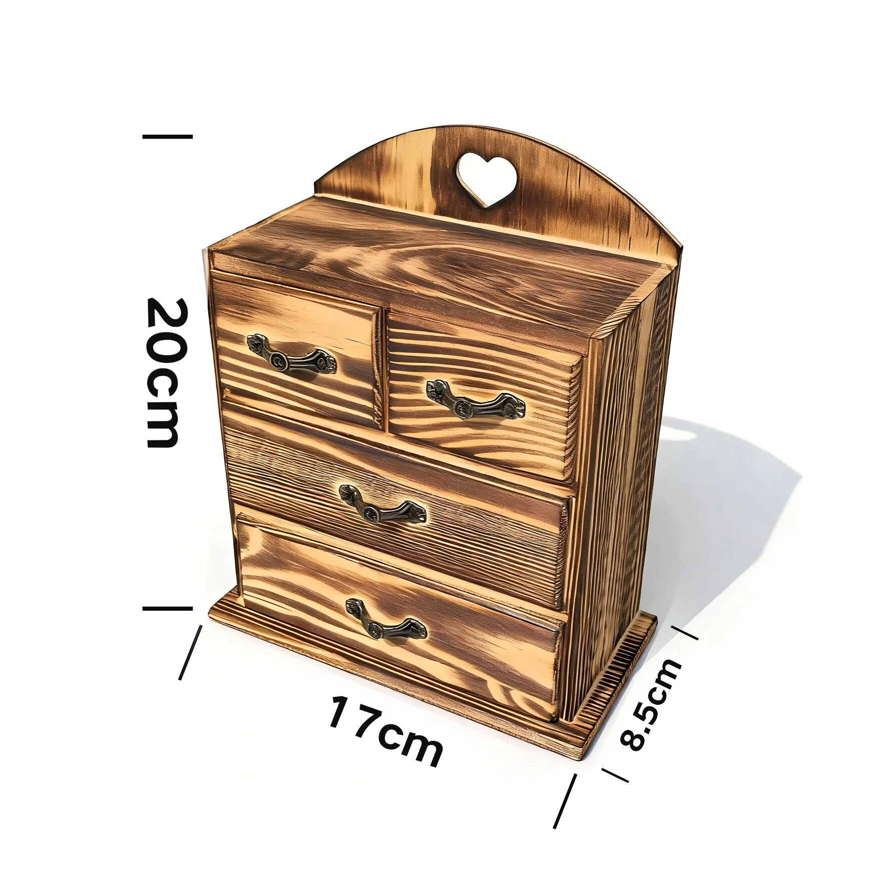 Rustic Wooden Jewelry Box 4 Drawer Vintage Organizer Large Capacity Storage Gift