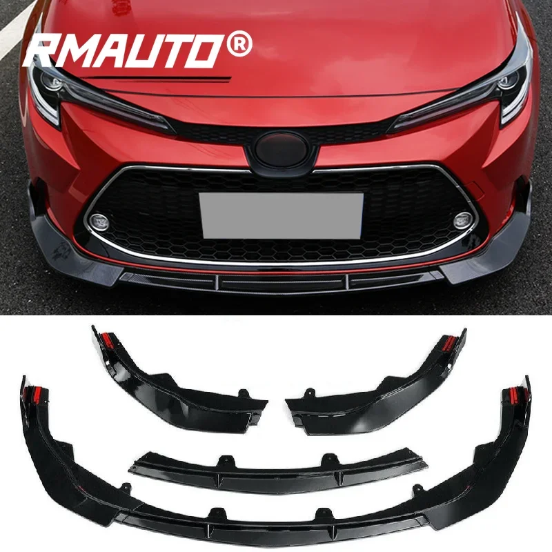 RMAUTO 3Pcs Car Front Bumper Splitter Lip Chin Bumper Diffuser Guard Spoiler For Toyota Corolla LEVIN 2019-2021 Body Styling Kit