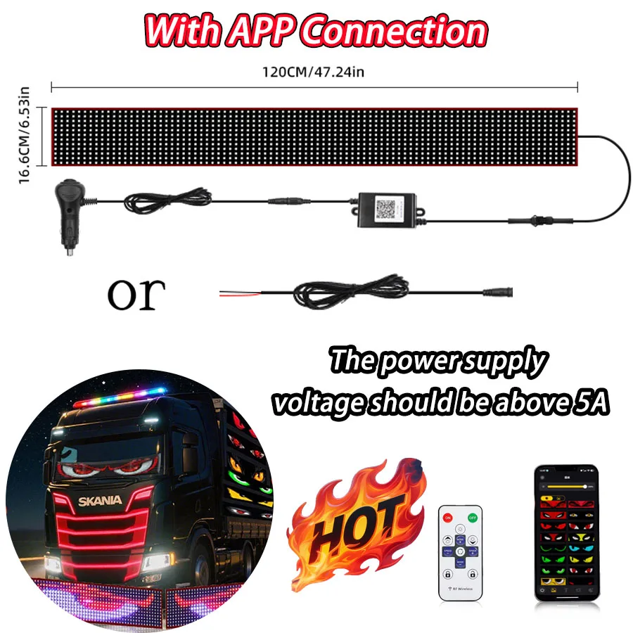 LED Truck Auto Devil Eye LED Pixel Paneel Licht Auto voorruit Truck Eye Voor Board Voorruit 12V Auto Graffiti scrollende vrachtwagen lig