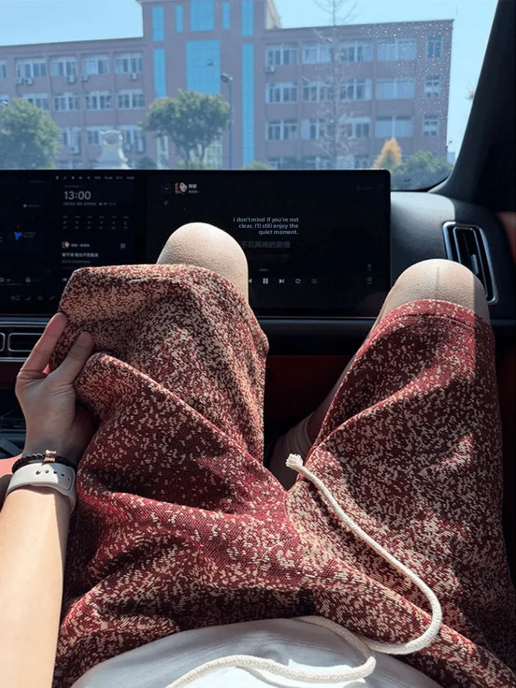 Red Polka Dot Print Sports Shorts Men's Summer American Retro Casual Hawaii Couples Five-Point Pants Loose Elastic Waist