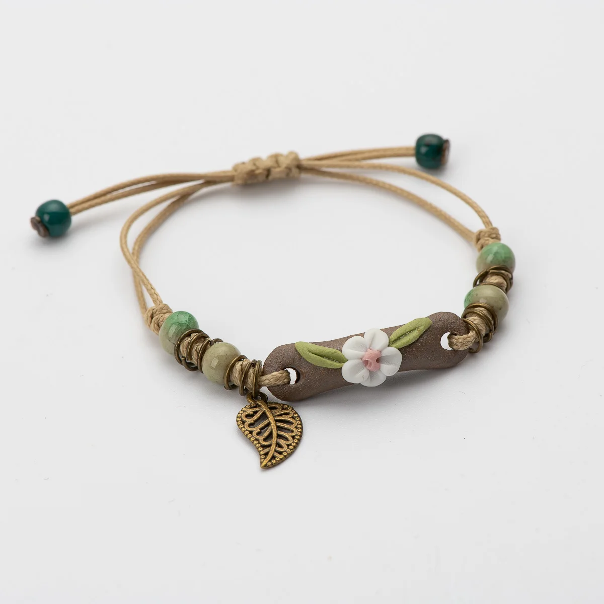 Cuentas de cerámica hechas a mano antiguas, regalo, pulsera para mujer, joyería de moda, triangulación de envíos # GY564