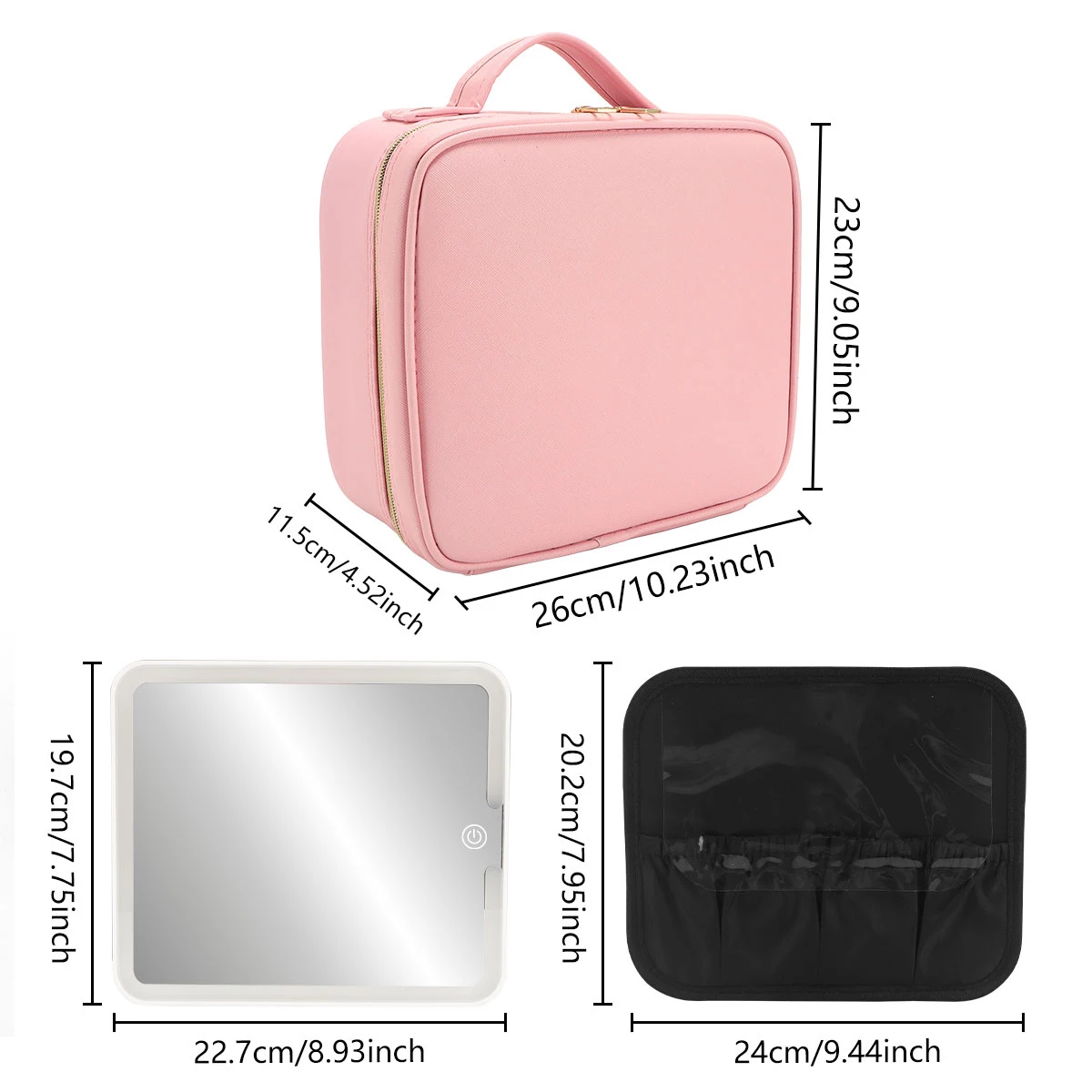 Makeup Bag LED Cosmetic Case with Lights and Mirror Cosmetic Bag Large Capacity Premium Feeling Cosmetic Bag Portable Tools