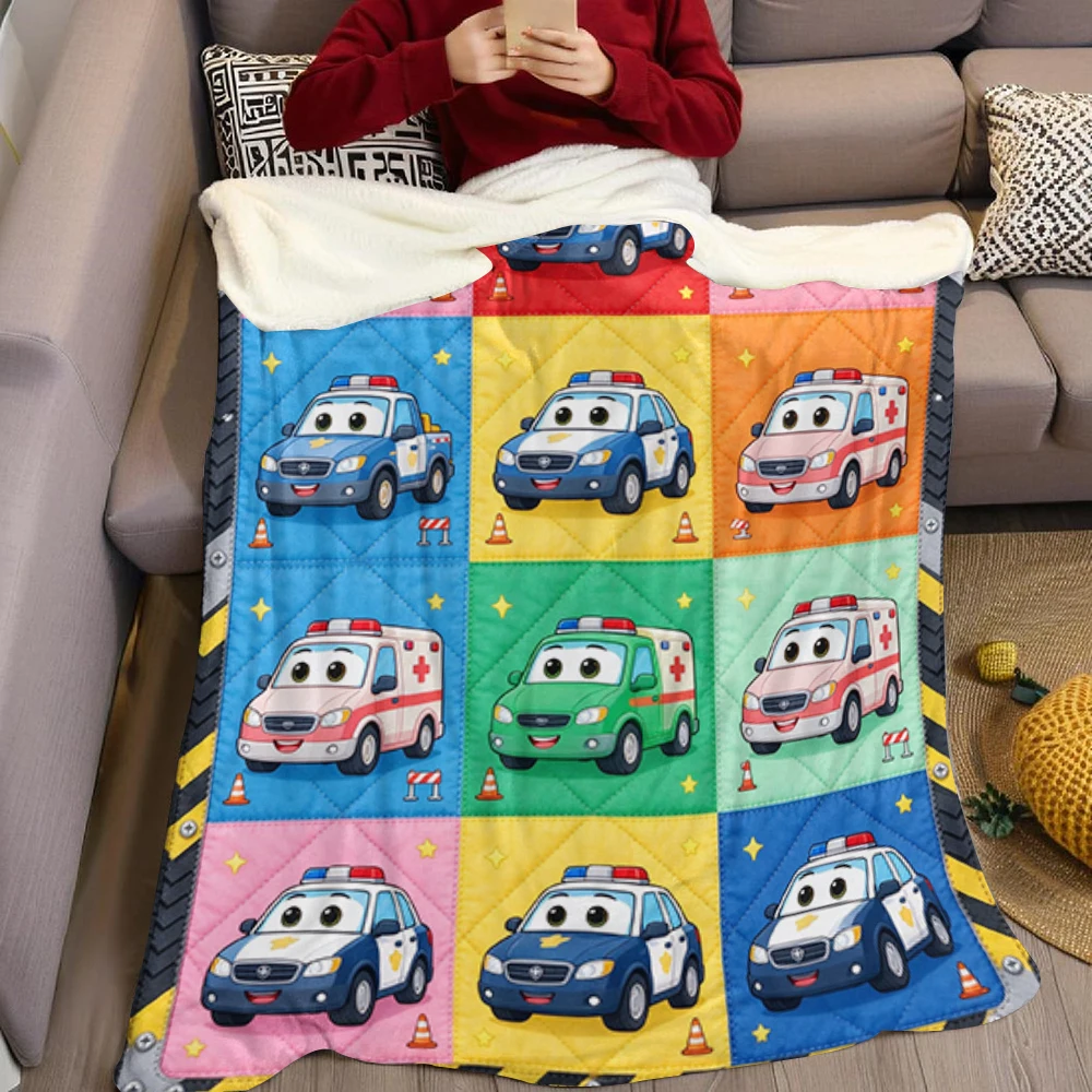 Tow Police Ambulance Fire Flannel Blanket Perfect for Sofa Office Bed Travel Sleep Read Relax Camping Four Season Use
