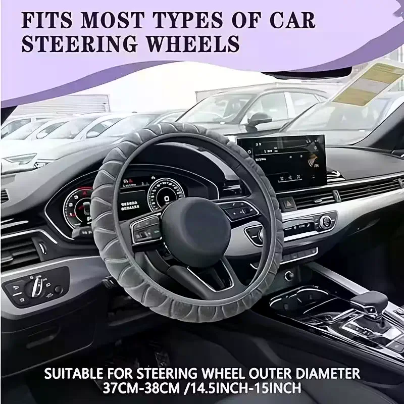 38cm Soft Winter Warm Plush Car Steering Wheel Cover Universal Steering Wheel Cover For Car Auto Interior Accessories