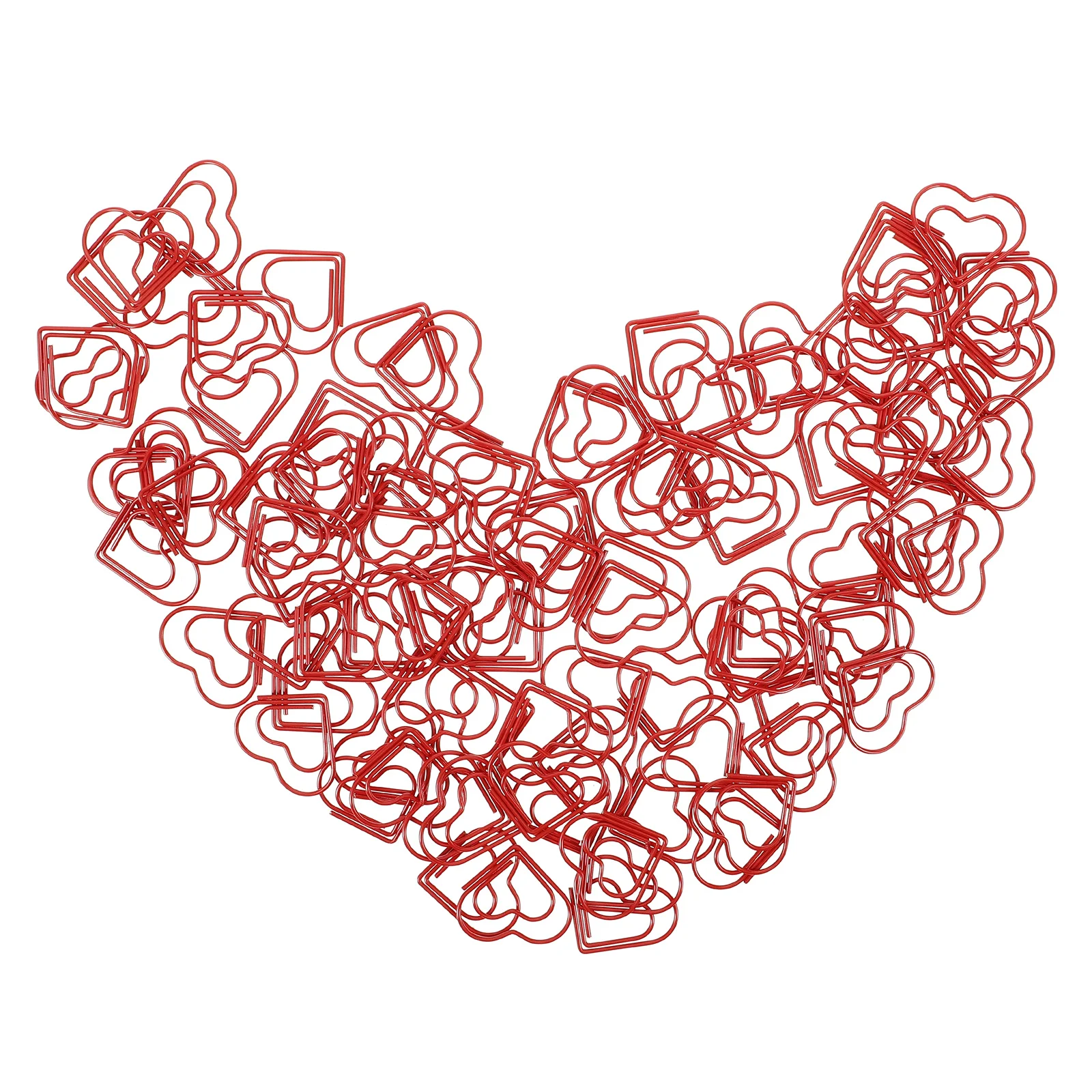 100 Pcs Clip Papers Paperclips Office Accessories Heart-shaped Marking Bookmark Pin Love