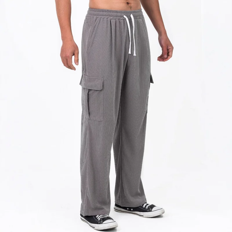 

Loose Men, Straight-Leg Sports Pants, Fashionable Color, Casual Cotton Linen Trousers