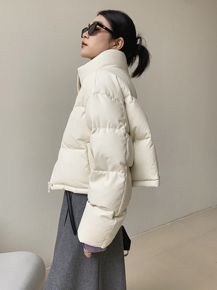 

JWUNIQUE женское пуховое пальто белого цвета Du down свободного кроя с воротником-стойкой, зимнее пальто, удобное дышащее повседневное пальто