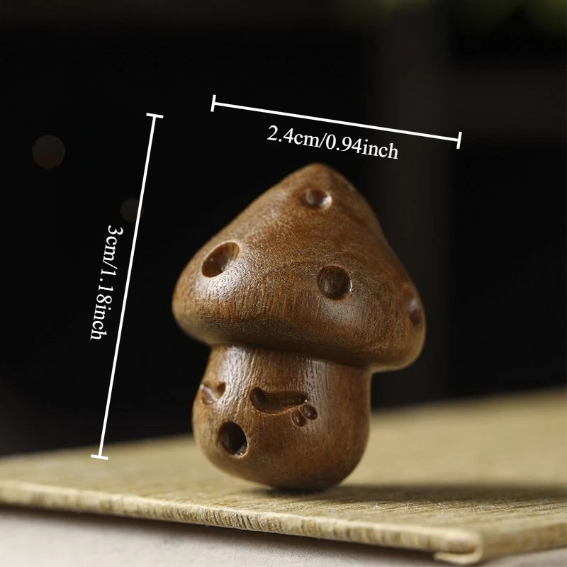 Red Sandalwood Green Sandalwood Sandalwood Carved Cute Cartoon Mushroom Figurine DIY Craft Phone Keychain Pendant Accessory Gift