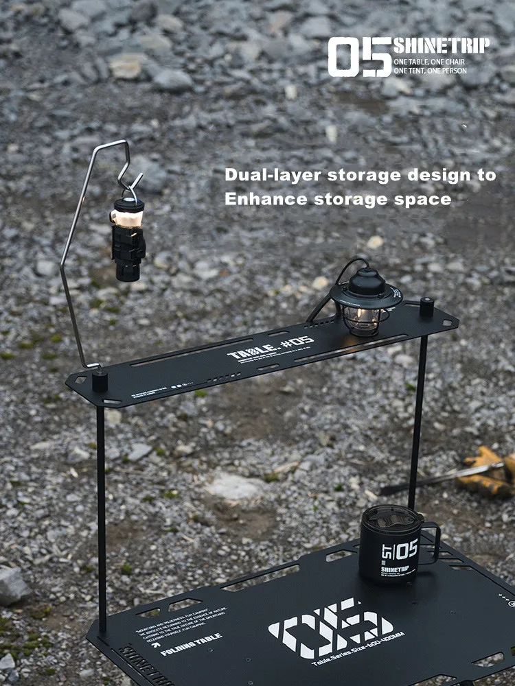 Mesa de estilo táctico al aire libre, aleación de aluminio ennegrecido, elevación de Camping, ajustable, portátil, plegable