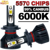 Dualvision H7 H4 Led Lamps H1 H8 H9 H11 9005 HB3 9006 HB4 9012 HIR2 LED Car Headlights CANBUS 5570 CSP Plug And Play Fog Lights