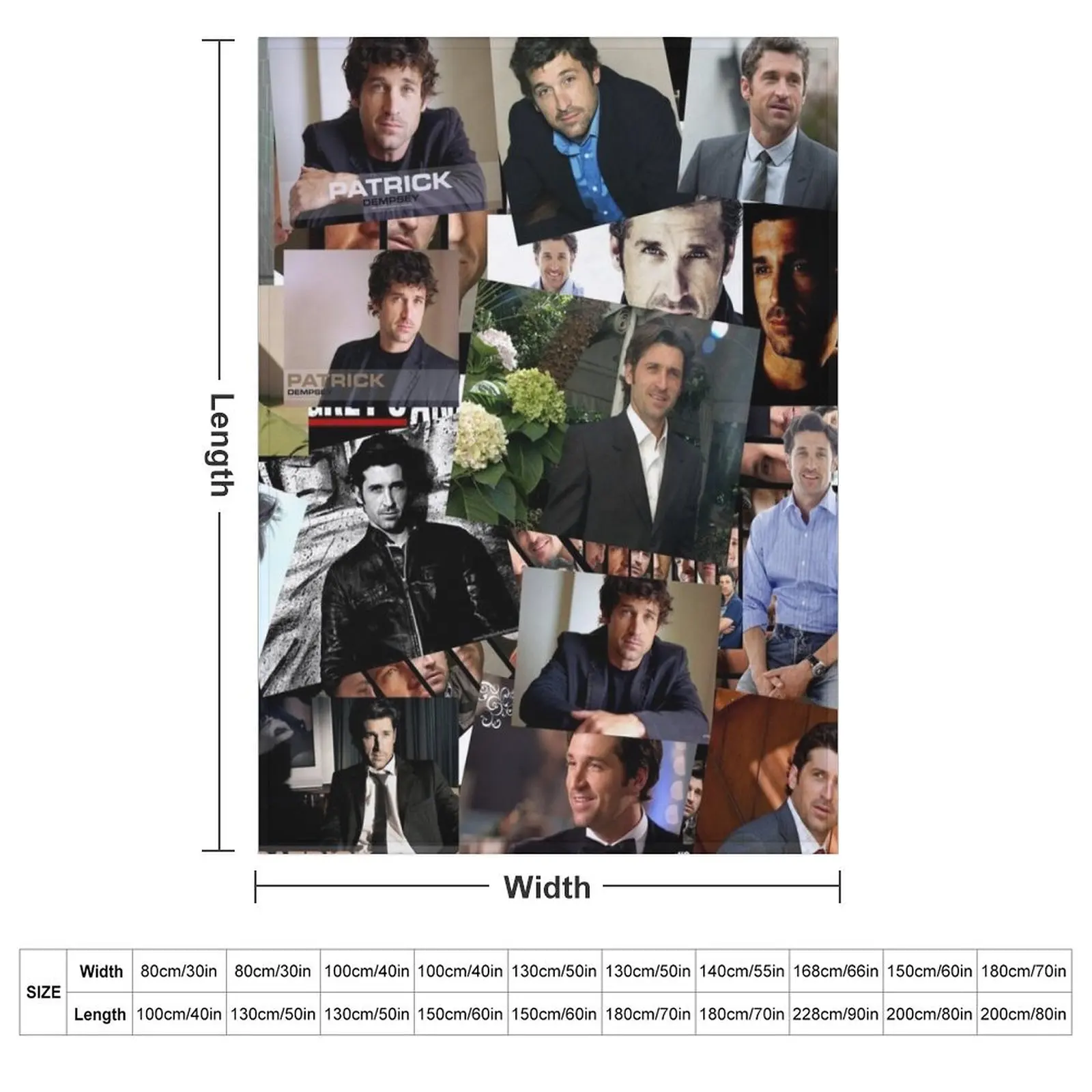 Patrick Dempsey Abstract Collage Throw Blanket Cute Plaid Flannel Loose Plush Vintage Soft Beds Blankets