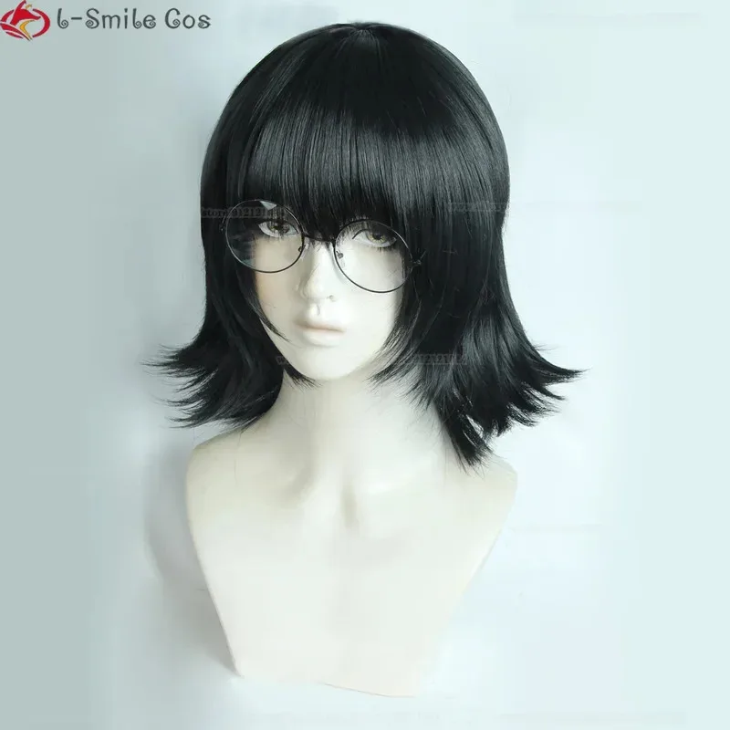 Shizuku Murasaki شعر مستعار تأثيري أنيمي هنتر x هنتر Shizuku Murasaki شعر مستعار قصير أسود الشعر نظارات مقاومة للحرارة الباروكات + غطاء شعر مستعار #3