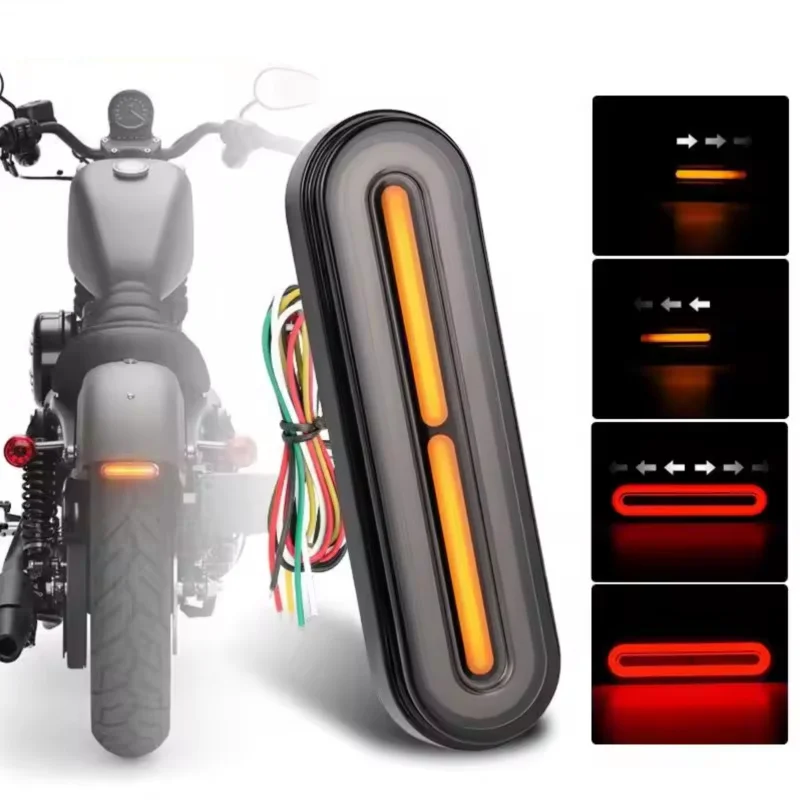 

3 in 1 Motorcycle LED Tail Lights Red+Yellow Rear Brake stop lamp with turn signal light DRL For Motorbike Dirt Pit bike ATV UTV