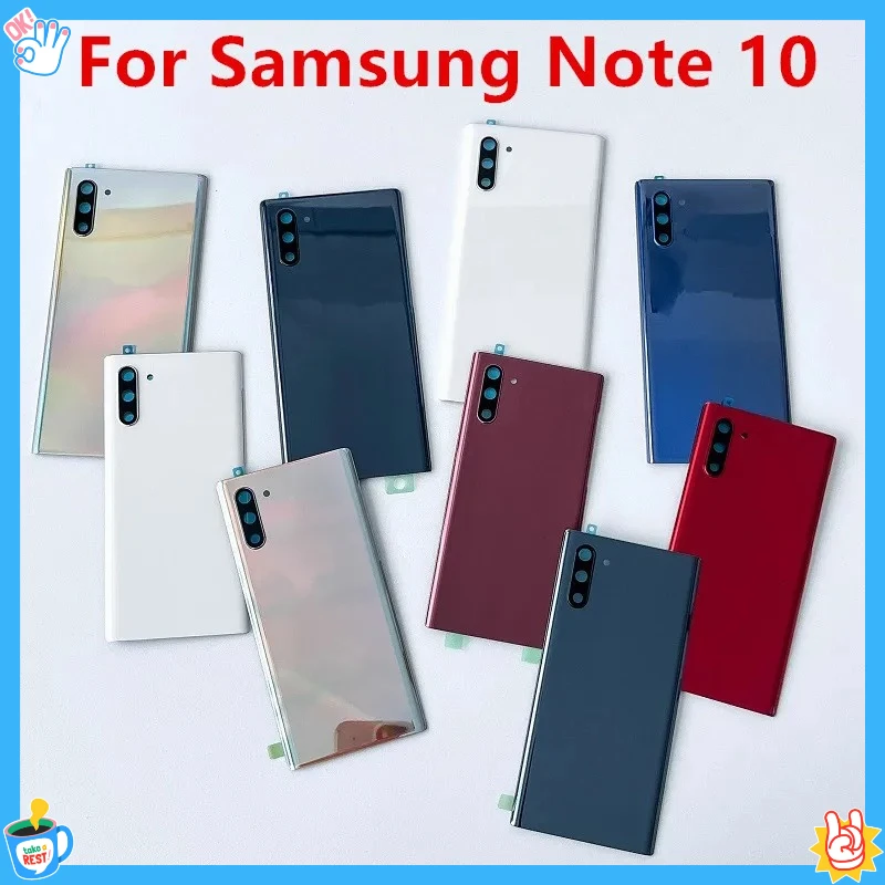 Корпус Note 10 для Samsung Galaxy Note 10 N971 N970, ремонт стеклянной задней крышки аккумулятора + объектив камеры