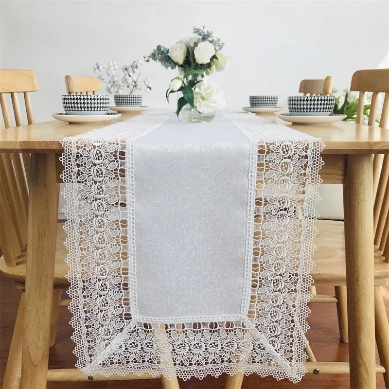 EMD KONI Lace jacquard sateen tablecloth Modern simple coffee table long table flag solid color lace tablecloth