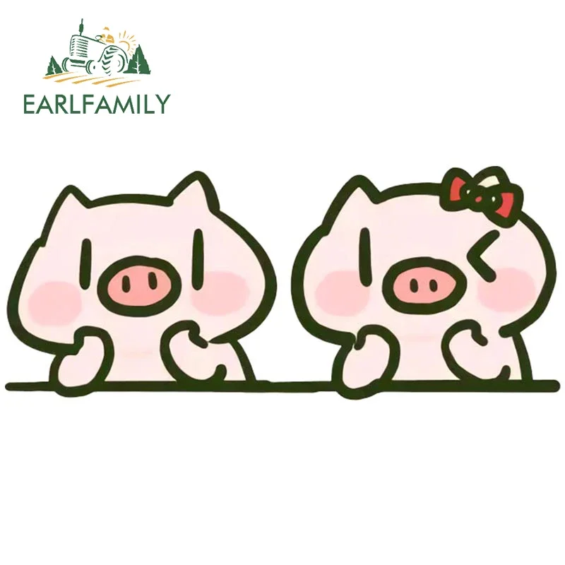 

EARLFAMILY 13 см X 5,5 см для милых поросенков, автомобильные наклейки, модные простые наклейки, устойчивые к царапинам, креативный декор для окон и мотоциклов