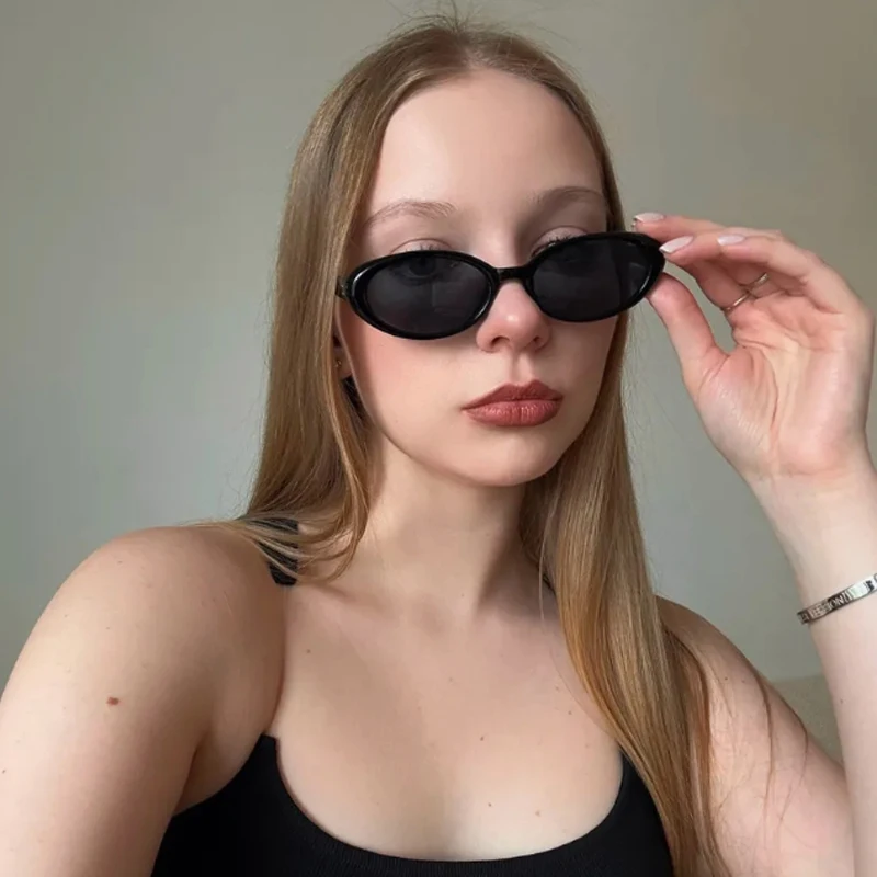 Motorcycle 2pcs New Small Oval Rivet Sunglasses Fashion Multi Color Frame Sun Glasses Women Outdoor Casual Eyeglasses UV400