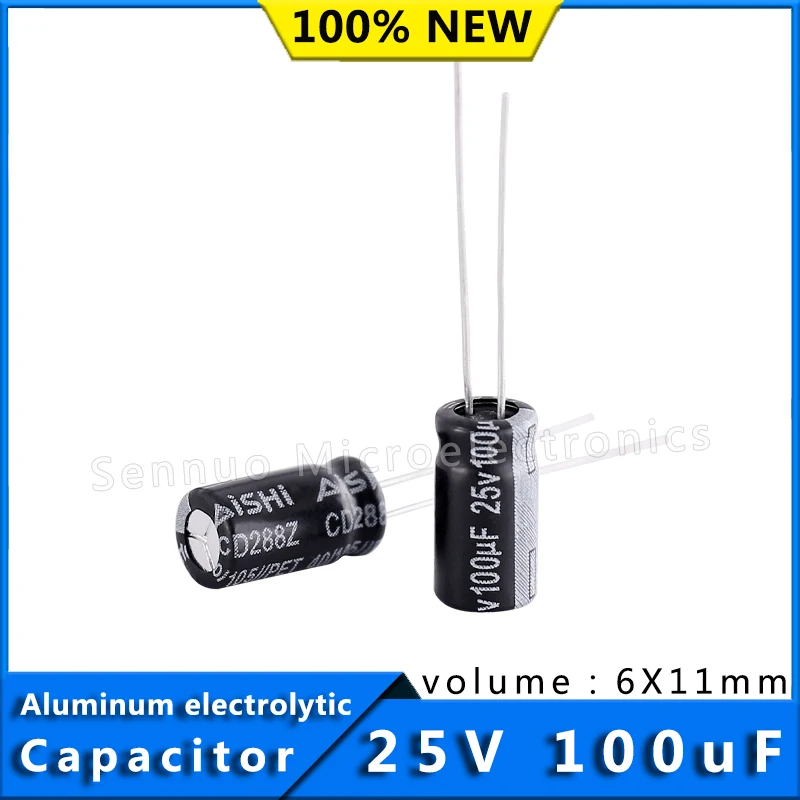 20pcs 25V 100UF 6*11mm Low ESR Aluminum Electrolytic Capacitors 100uf 25V High Frequency Low Resistance Electrolytic Capacitors