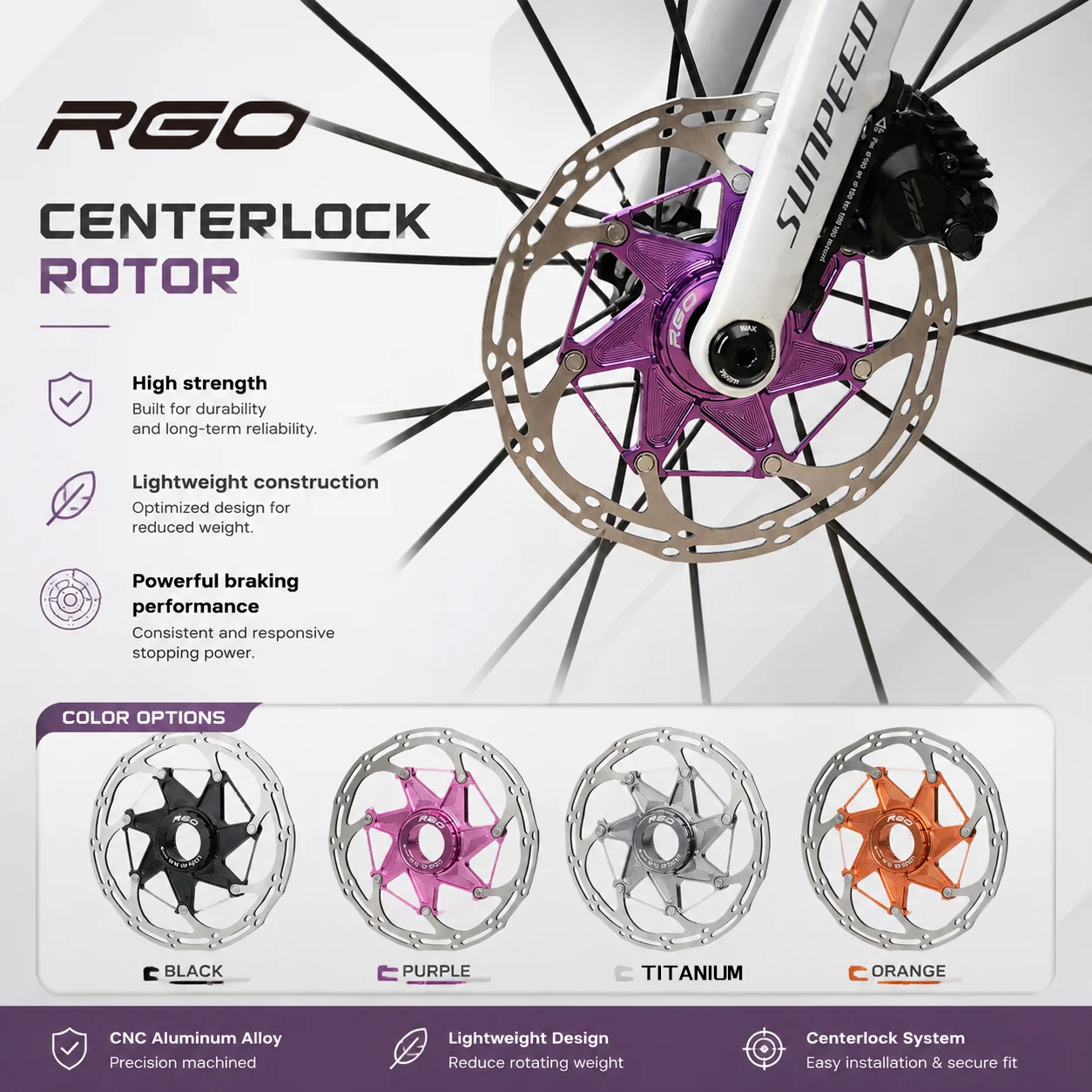 RGO Center Lock Floating Disc Rotor, Ultraleichter Hochleistungs-Wärmeableitungs-Bremsrotor 140mm 160mm für Rennrad-Scheibenbremsen