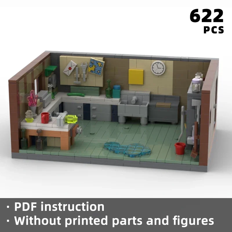 

crazy scientist and his grandson series scene bricks cartoon diorama blocks sci-fi residence house for anime fans gift movie