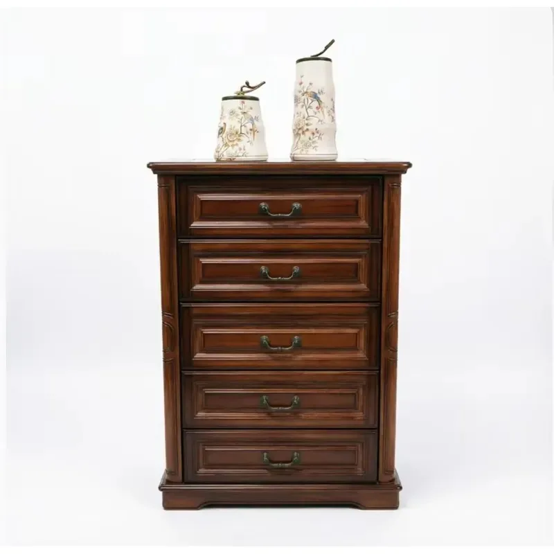 Vintage American Solid Wood Five Drawer Compact Bedroom and Living Room Lockers