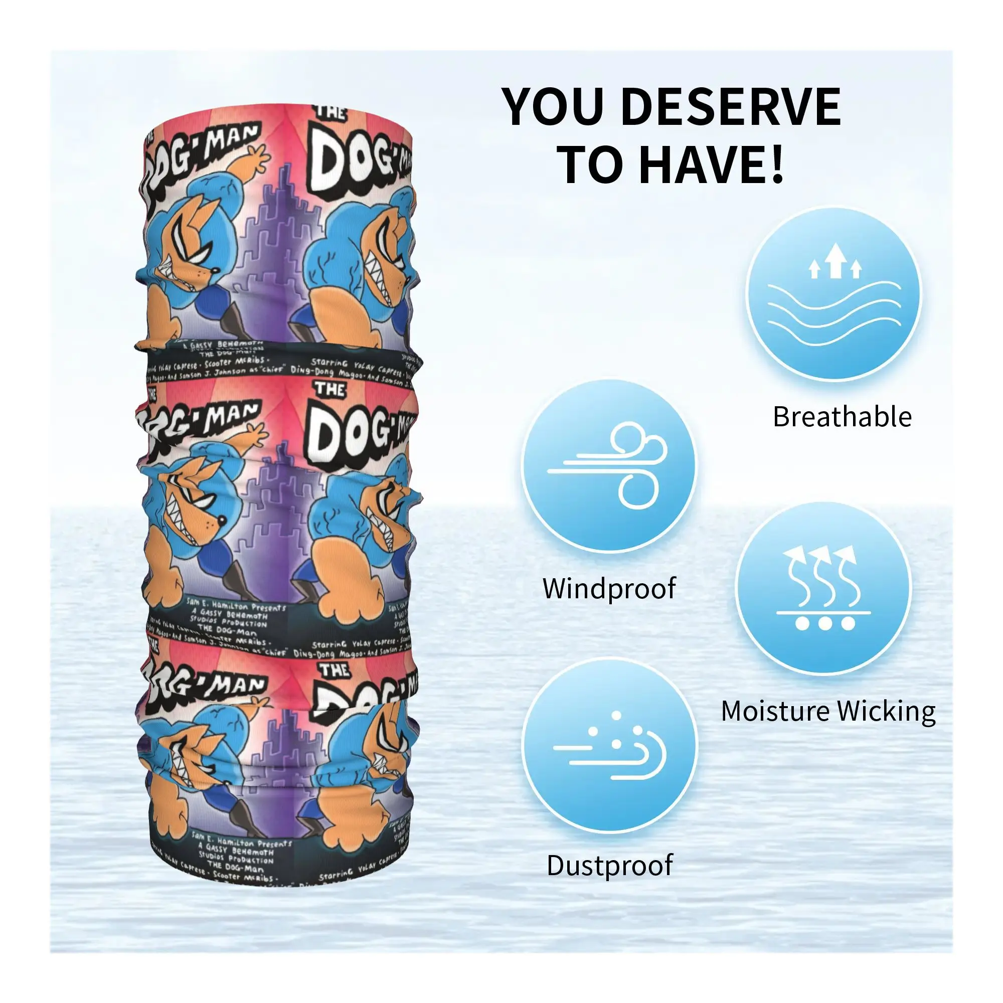 Dog Man Dogman Movie 2025 Comic Bandana Neck Gaiter Printed Wrap Scarf Multifunction Headwear Running For Men Women Adult